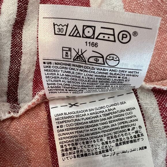 Old Navy Womens Linen Blend Dress Size Medium Striped Drawstring Waist Casual - Picture 6 of 6